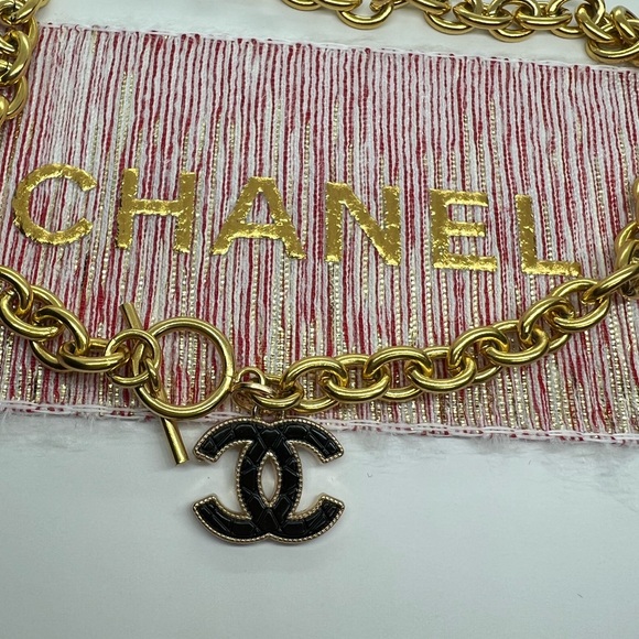 CHANEL Jewelry - Authentic Chanel Black Gold Charm 20 mm Necklace